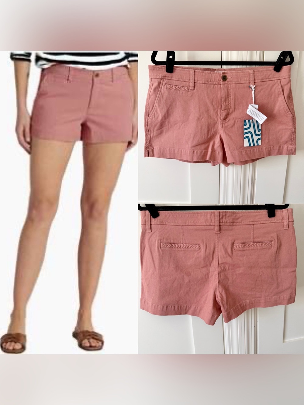 Market & Spruce 3” Mid Rise Ash Rose Chino Shorts Pink Sz 10